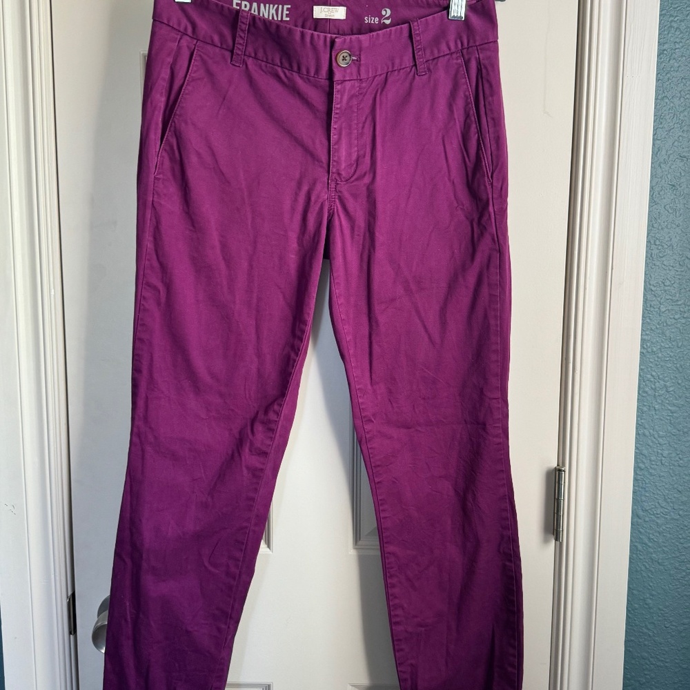 J.Crew Frankie Chino Pant Size 2 Purple with Stretch
